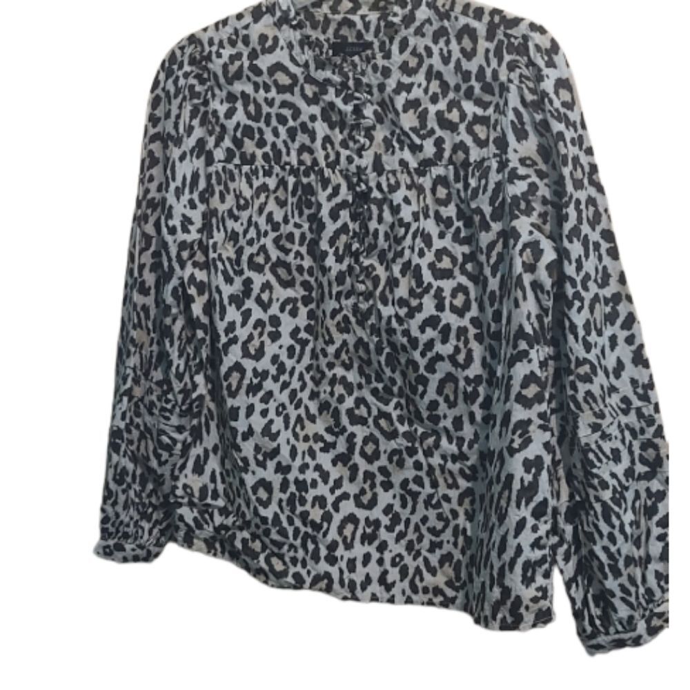 J. Crew Button-Front Ruffleneck Popover In Leopar… - image 6